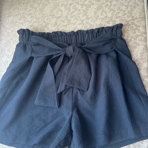 Lulu's Black High-Waist Tie Shorts